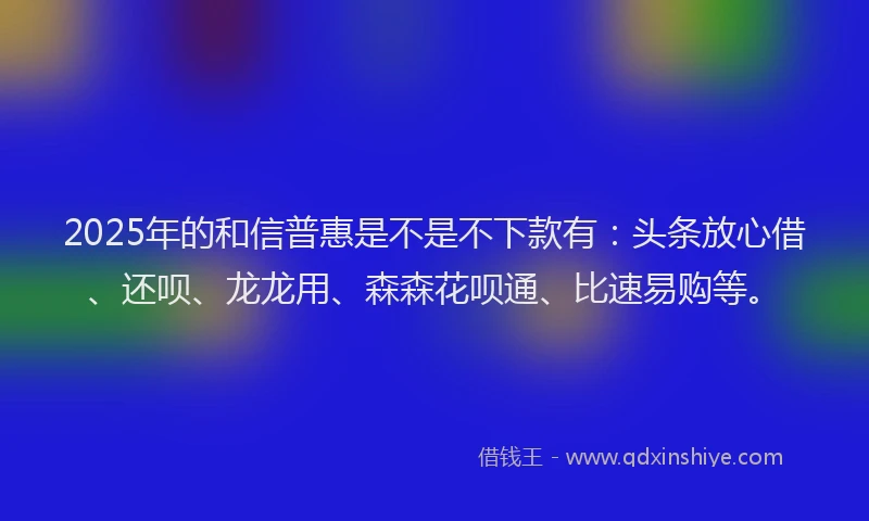 2025年的和信普惠是不是不下款有：头条放心借、还呗、龙龙用、森森花呗通、比速易购等。