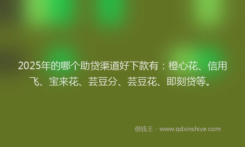 2025年的哪个助贷渠道好下款有：橙心花、信用飞、宝来花、芸豆分、芸豆花、即刻贷等。