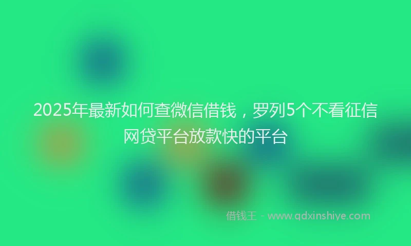 2025年最新如何查微信借钱，罗列5个不看征信网贷平台放款快的平台