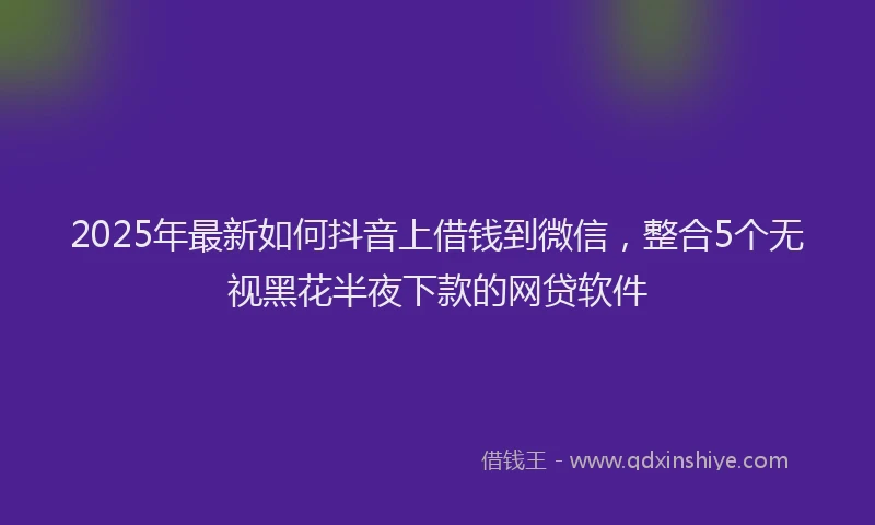 2025年最新如何抖音上借钱到微信，整合5个无视黑花半夜下款的网贷软件