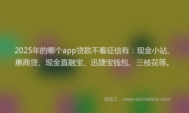 2025年的哪个app贷款不看征信有：现金小站、惠商贷、现金直融宝、迅捷宝钱包、三枝花等。