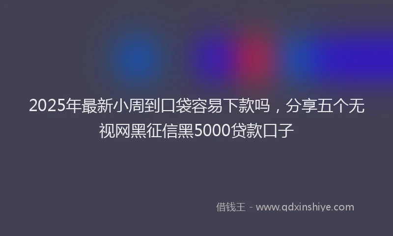 2025年最新小周到口袋容易下款吗，分享五个无视网黑征信黑5000贷款口子