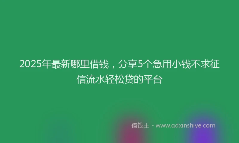2025年最新哪里借钱，分享5个急用小钱不求征信流水轻松贷的平台