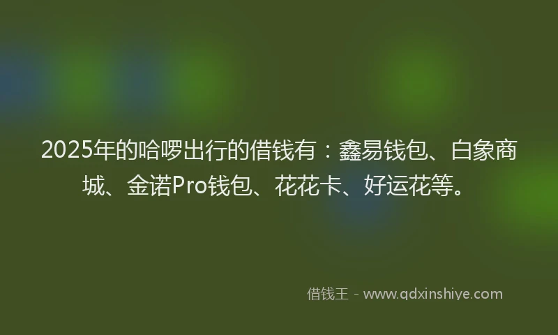 2025年的哈啰出行的借钱有：鑫易钱包、白象商城、金诺Pro钱包、花花卡、好运花等。