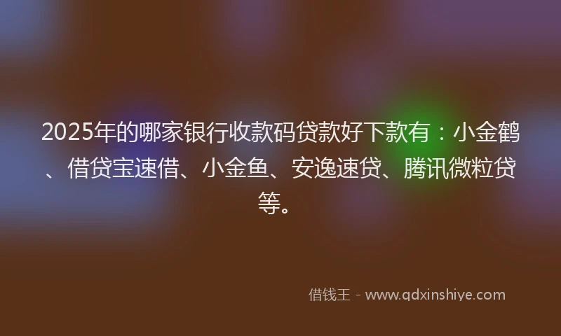 2025年的哪家银行收款码贷款好下款有：小金鹤、借贷宝速借、小金鱼、安逸速贷、腾讯微粒贷等。
