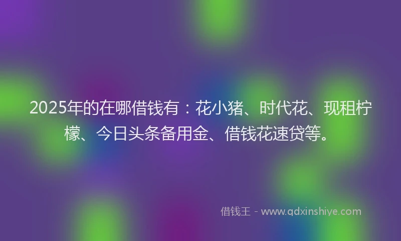 2025年的在哪借钱有：花小猪、时代花、现租柠檬、今日头条备用金、借钱花速贷等。