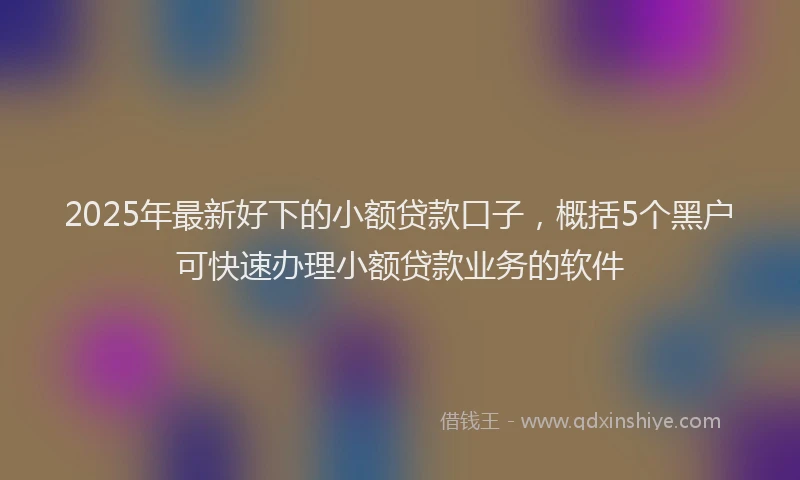 2025年最新好下的小额贷款口子，概括5个黑户可快速办理小额贷款业务的软件