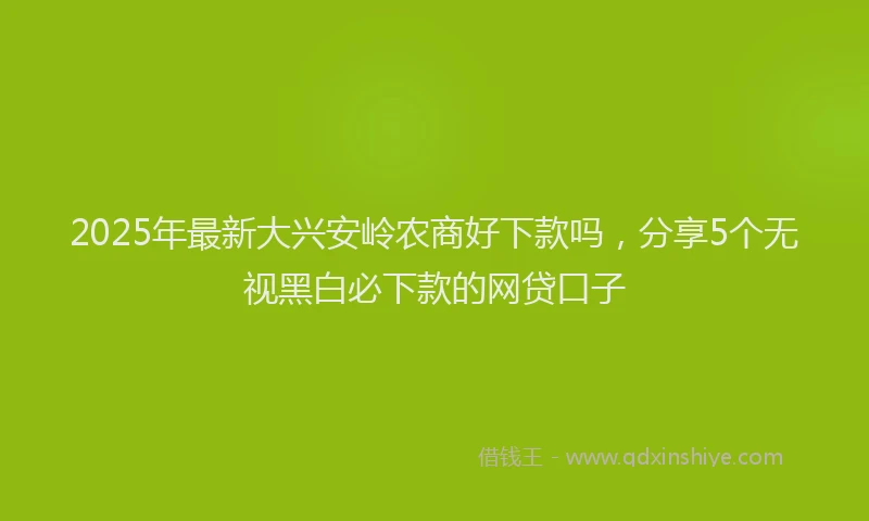 2025年最新大兴安岭农商好下款吗，分享5个无视黑白必下款的网贷口子