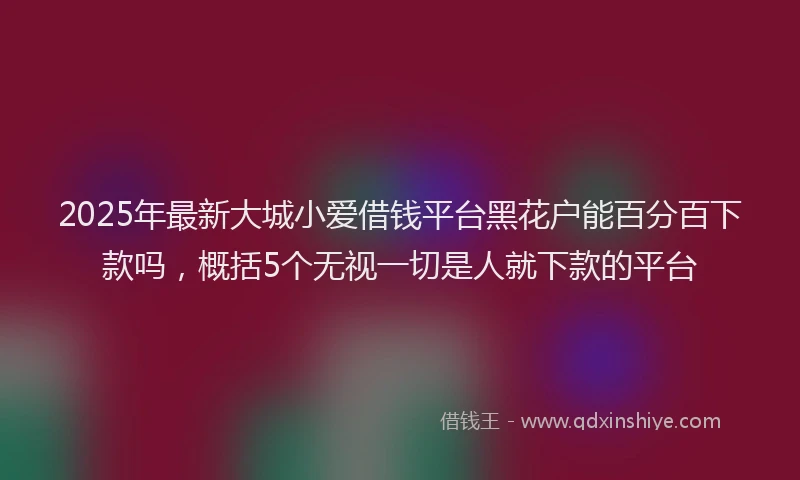 2025年最新大城小爱借钱平台黑花户能百分百下款吗，概括5个无视一切是人就下款的平台