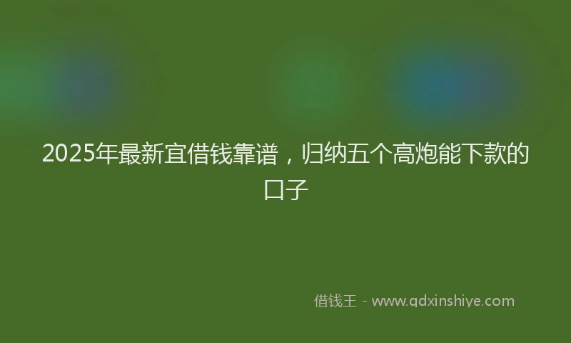 2025年最新宜借钱靠谱，归纳五个高炮能下款的口子