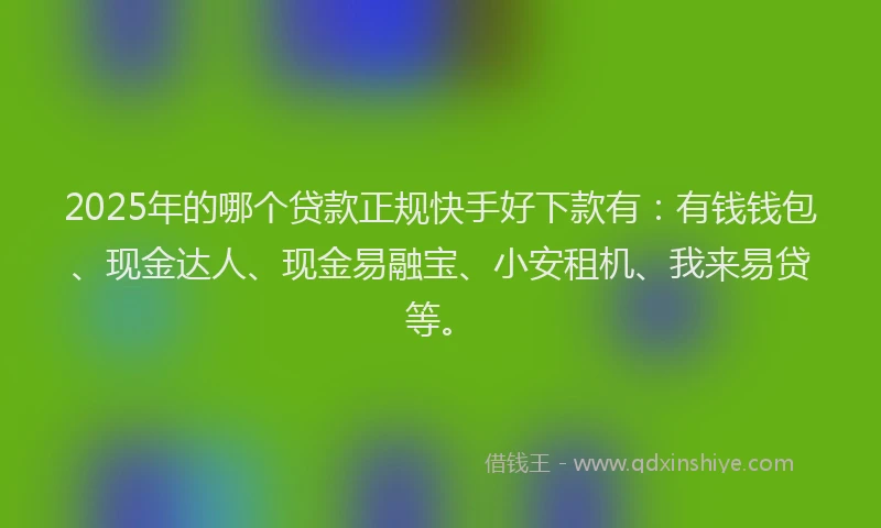 2025年的哪个贷款正规快手好下款有：有钱钱包、现金达人、现金易融宝、小安租机、我来易贷等。