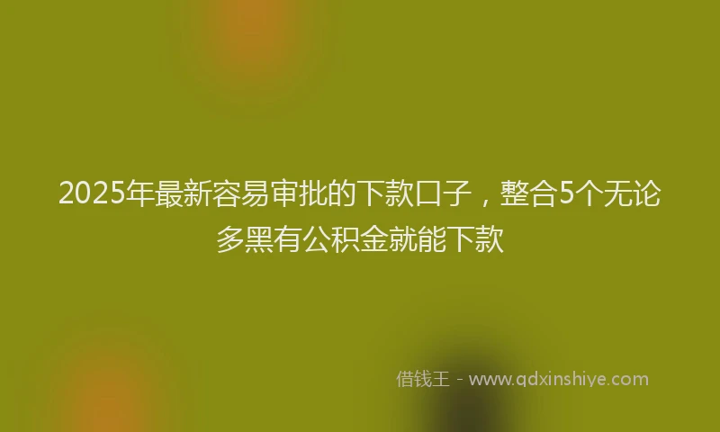 2025年最新容易审批的下款口子，整合5个无论多黑有公积金就能下款