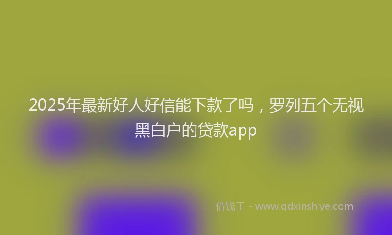2025年最新好人好信能下款了吗，罗列五个无视黑白户的贷款app