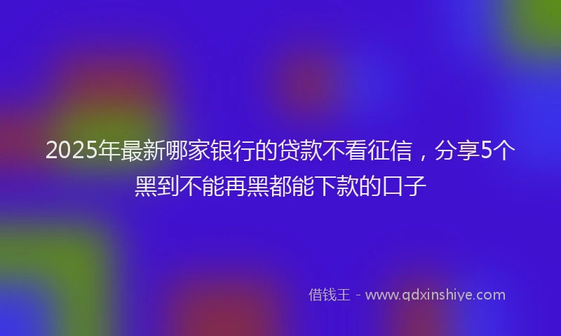 2025年最新哪家银行的贷款不看征信，分享5个黑到不能再黑都能下款的口子