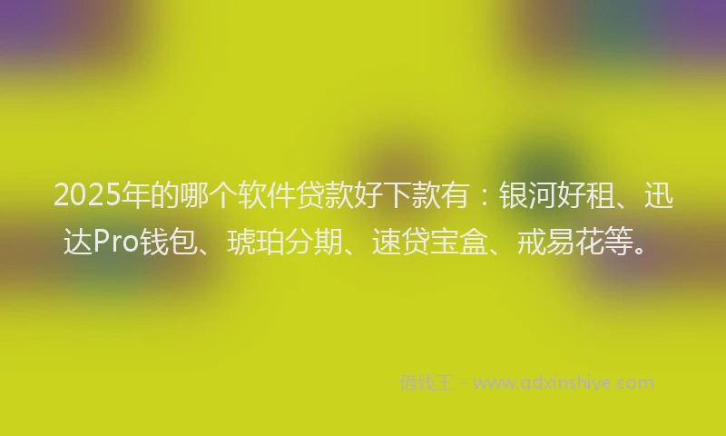2025年的哪个软件贷款好下款有：银河好租、迅达Pro钱包、琥珀分期、速贷宝盒、戒易花等。