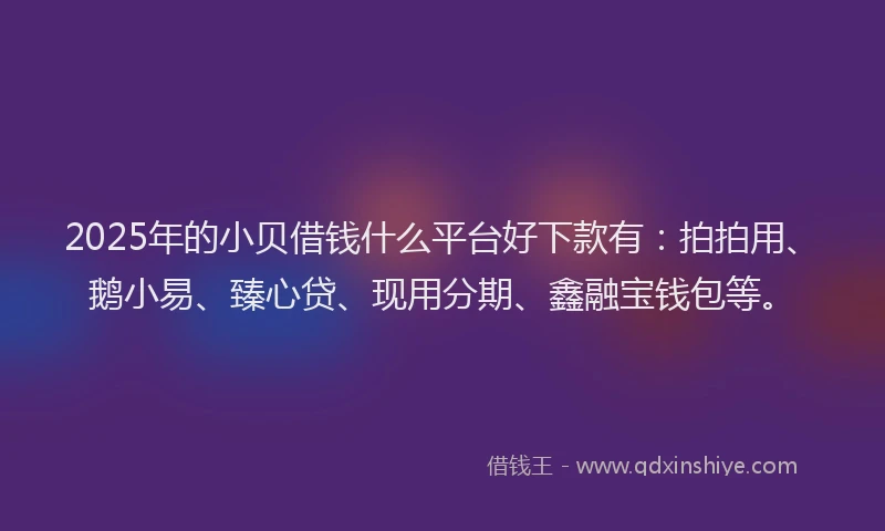 2025年的小贝借钱什么平台好下款有：拍拍用、鹅小易、臻心贷、现用分期、鑫融宝钱包等。