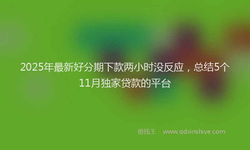 2025年最新好分期下款两小时没反应，总结5个11月独家贷款的平台