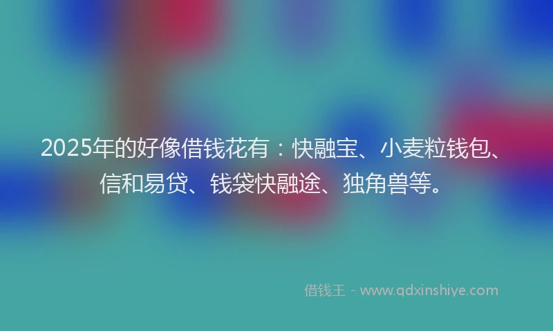 2025年的好像借钱花有：快融宝、小麦粒钱包、信和易贷、钱袋快融途、独角兽等。