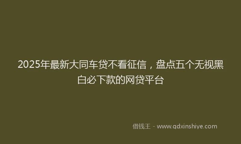 2025年最新大同车贷不看征信，盘点五个无视黑白必下款的网贷平台