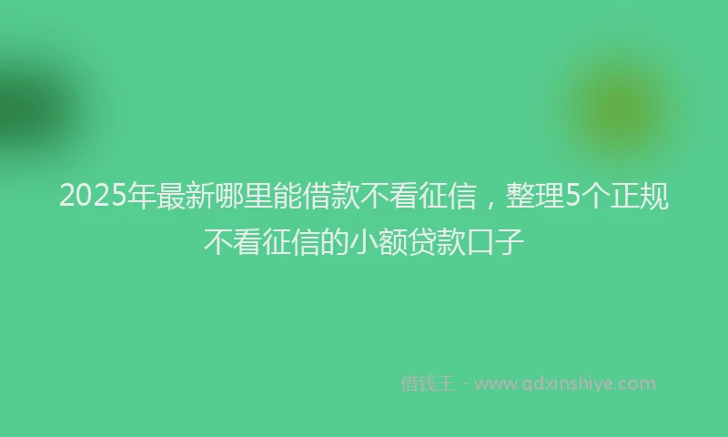 2025年最新哪里能借款不看征信，整理5个正规不看征信的小额贷款口子