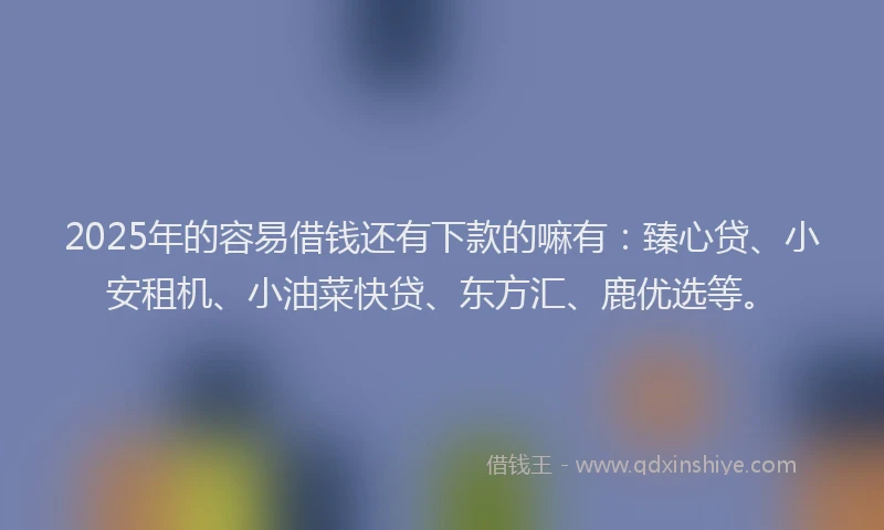 2025年的容易借钱还有下款的嘛有：臻心贷、小安租机、小油菜快贷、东方汇、鹿优选等。