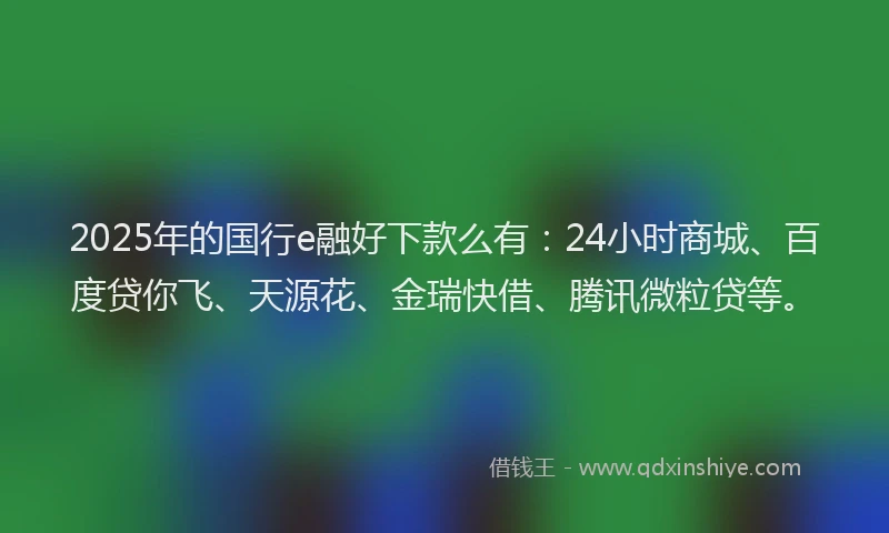 2025年的国行e融好下款么有：24小时商城、百度贷你飞、天源花、金瑞快借、腾讯微粒贷等。