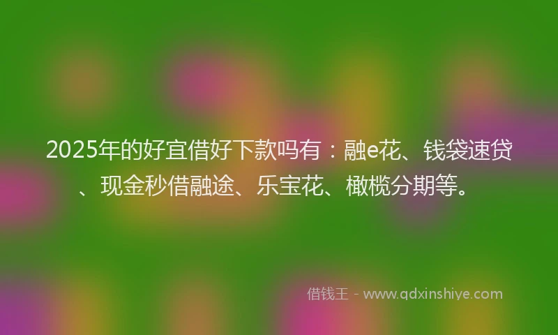 2025年的好宜借好下款吗有：融e花、钱袋速贷、现金秒借融途、乐宝花、橄榄分期等。