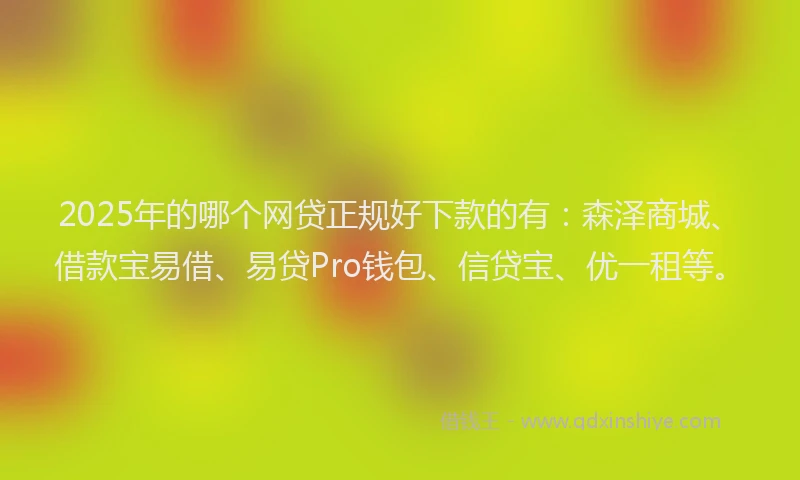 2025年的哪个网贷正规好下款的有：森泽商城、借款宝易借、易贷Pro钱包、信贷宝、优一租等。