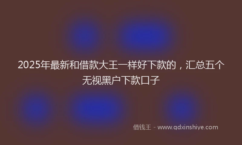 2025年最新和借款大王一样好下款的，汇总五个无视黑户下款口子