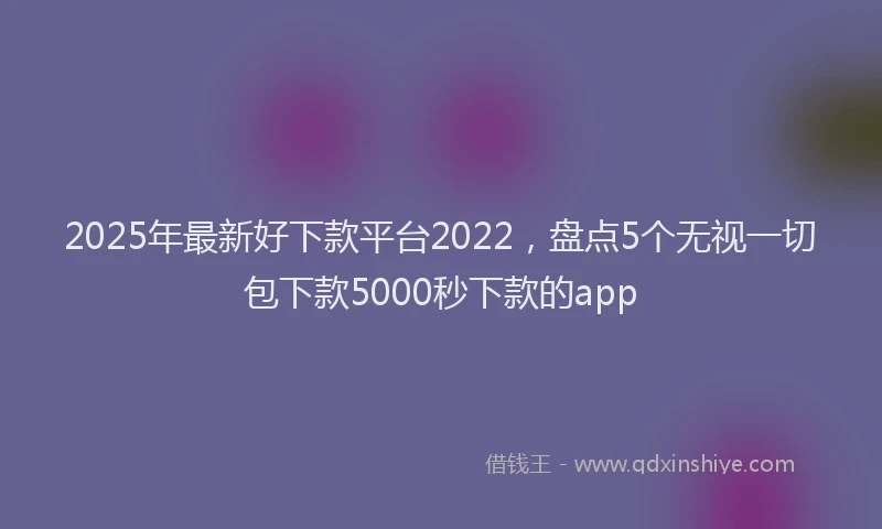 2025年最新好下款平台2022，盘点5个无视一切包下款5000秒下款的app