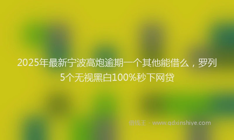 2025年最新宁波高炮逾期一个其他能借么，罗列5个无视黑白100%秒下网贷