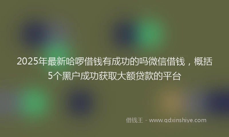 2025年最新哈啰借钱有成功的吗微信借钱，概括5个黑户成功获取大额贷款的平台