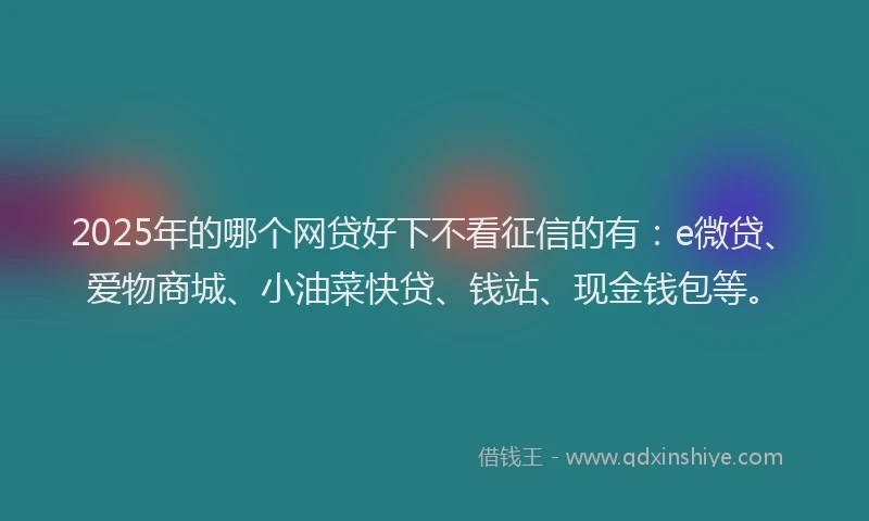 2025年的哪个网贷好下不看征信的有：e微贷、爱物商城、小油菜快贷、钱站、现金钱包等。