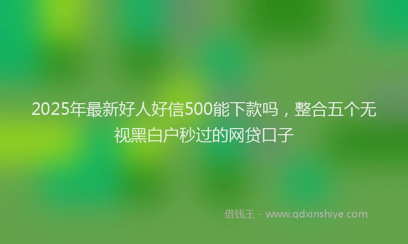 2025年最新好人好信500能下款吗，整合五个无视黑白户秒过的网贷口子