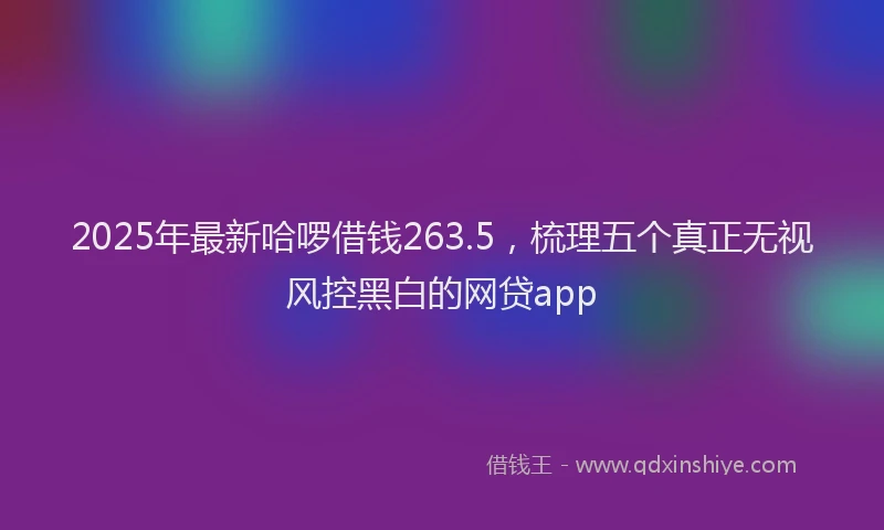 2025年最新哈啰借钱263.5，梳理五个真正无视风控黑白的网贷app