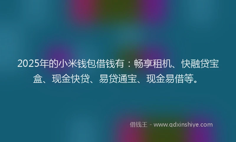 2025年的小米钱包借钱有：畅享租机、快融贷宝盒、现金快贷、易贷通宝、现金易借等。