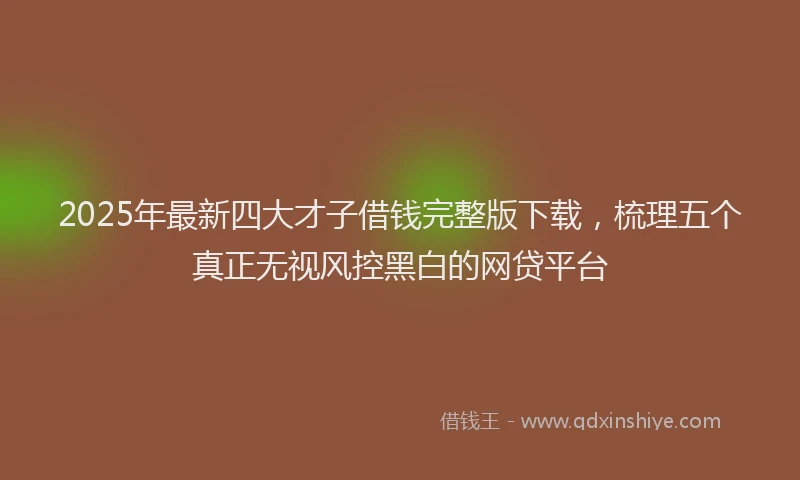 2025年最新四大才子借钱完整版下载，梳理五个真正无视风控黑白的网贷平台