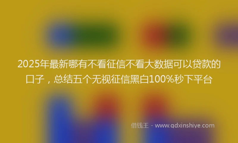 2025年最新哪有不看征信不看大数据可以贷款的口子，总结五个无视征信黑白100%秒下平台