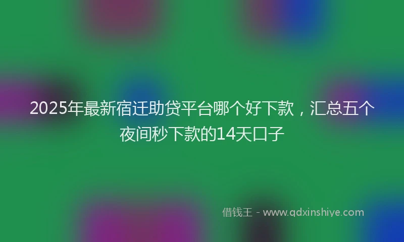 2025年最新宿迁助贷平台哪个好下款，汇总五个夜间秒下款的14天口子