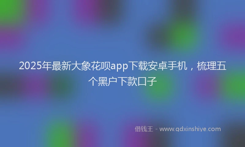 2025年最新大象花呗app下载安卓手机，梳理五个黑户下款口子