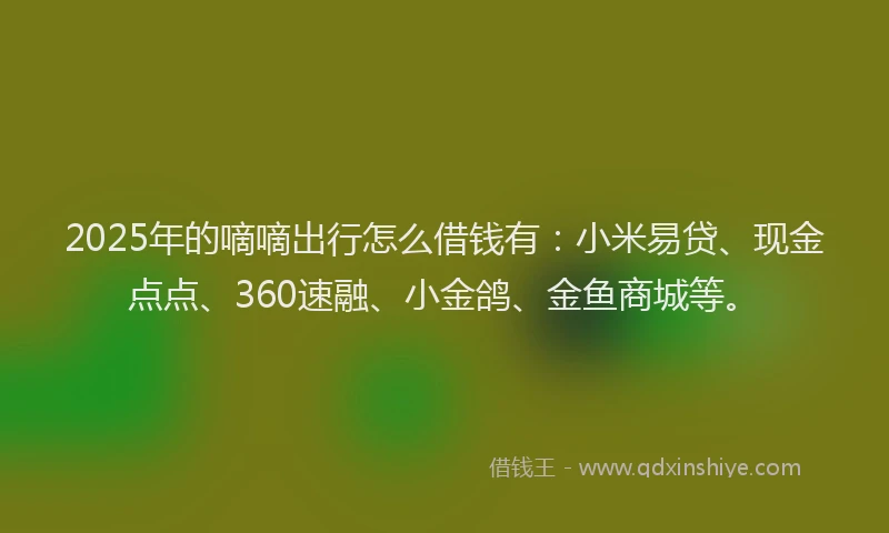 2025年的嘀嘀出行怎么借钱有：小米易贷、现金点点、360速融、小金鸽、金鱼商城等。