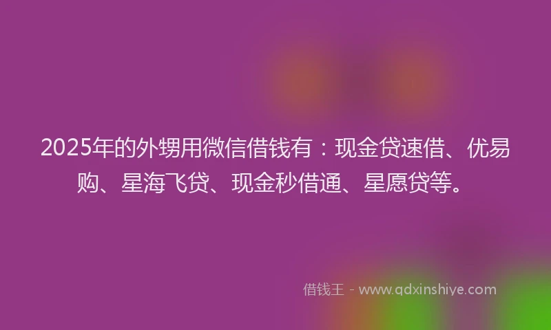 2025年的外甥用微信借钱有：现金贷速借、优易购、星海飞贷、现金秒借通、星愿贷等。