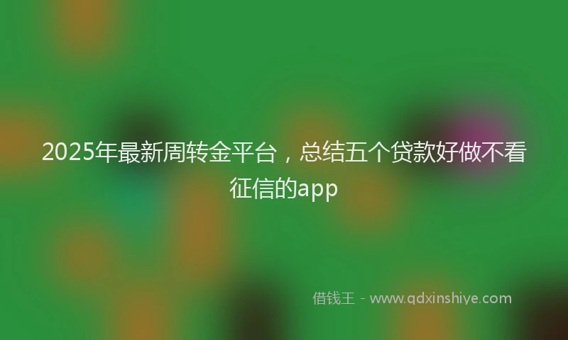 2025年最新周转金平台，总结五个贷款好做不看征信的app