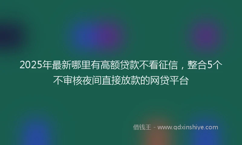 2025年最新哪里有高额贷款不看征信，整合5个不审核夜间直接放款的网贷平台