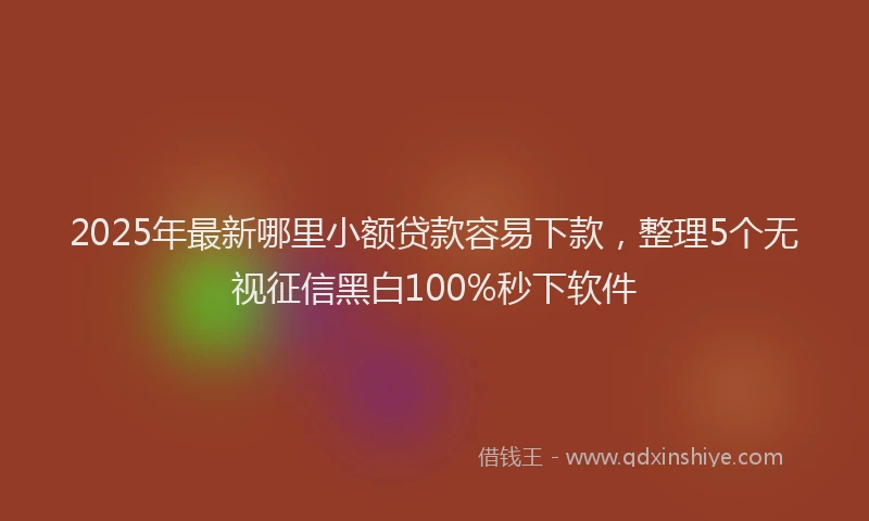 2025年最新哪里小额贷款容易下款，整理5个无视征信黑白100%秒下软件