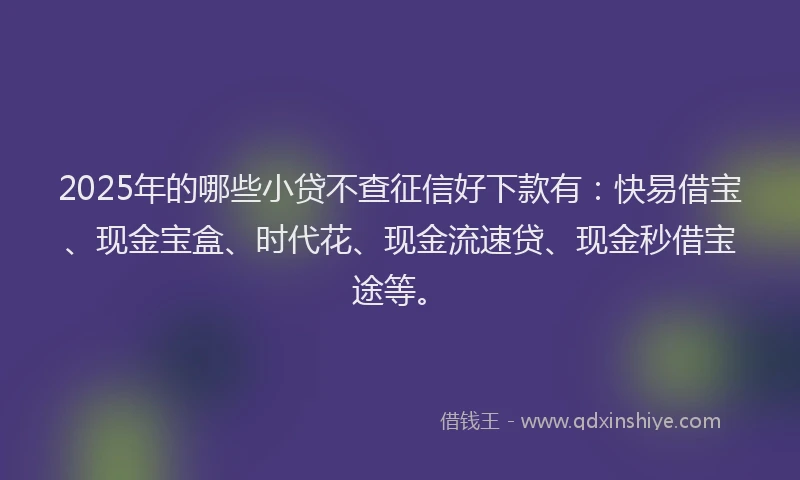 2025年的哪些小贷不查征信好下款有：快易借宝、现金宝盒、时代花、现金流速贷、现金秒借宝途等。