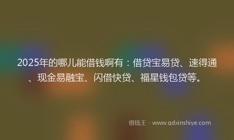 2025年的哪儿能借钱啊有：借贷宝易贷、速得通、现金易融宝、闪借快贷、福星钱包贷等。