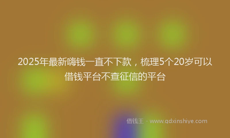 2025年最新嗨钱一直不下款，梳理5个20岁可以借钱平台不查征信的平台