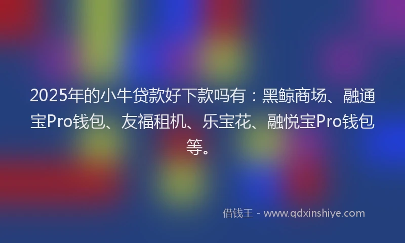 2025年的小牛贷款好下款吗有：黑鲸商场、融通宝Pro钱包、友福租机、乐宝花、融悦宝Pro钱包等。