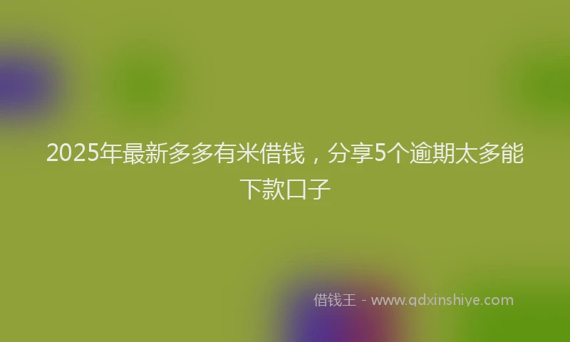 2025年最新多多有米借钱，分享5个逾期太多能下款口子